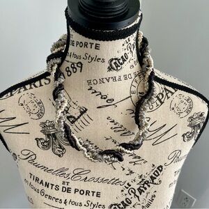 Handmade Sandrine Giraud Black and Silver Twist Wire Necklace